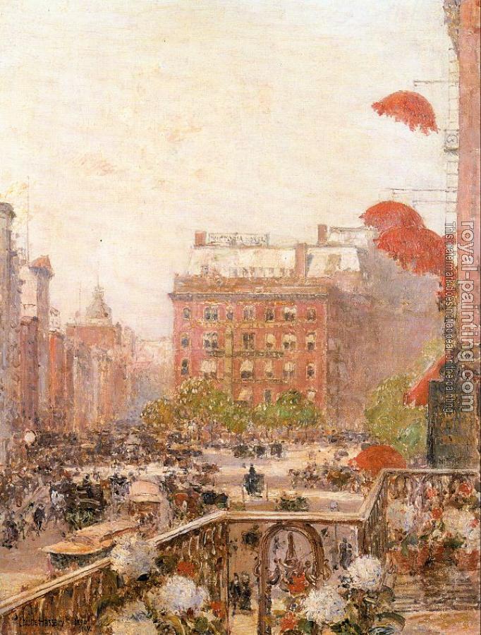 Childe Hassam : View of Broadway and Fifth Avenue